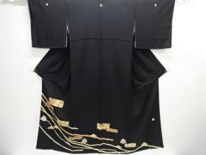 未使用品　作家物　熨斗に花更紗模様刺繍留袖(比翼付き)